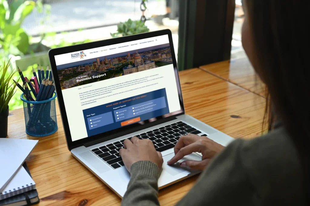 Business Support resource hub in use on a laptop