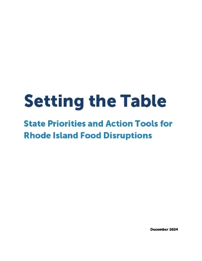 Setting The Table - RI Priorities and Action Tools for Rhode Island Food Disruptions - 2024